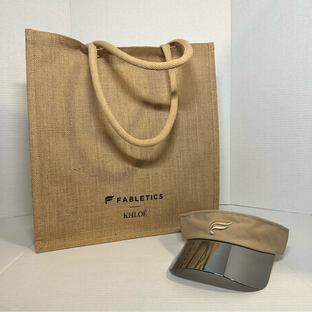 Fabletics X Khloé Promo Burlap Tote Bag & Visor NEW Rare!